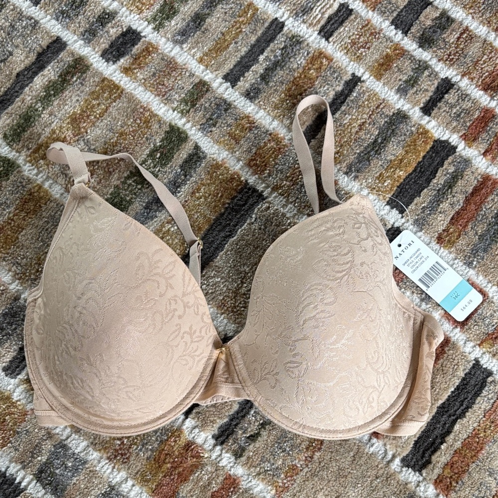 NWT Natori Sheer Underwire Jacquard Bra In Cafe 36C